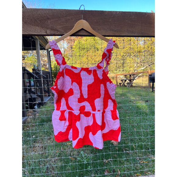 Ava & Viv Smocked Peplum Plus Size Top, Orange/Pink - Picture 6 of 6